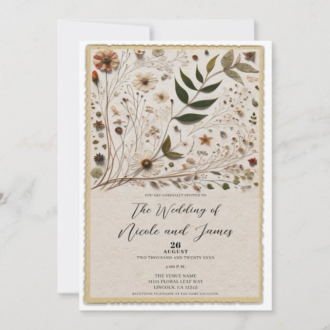 Invitation La beauté de la nature Fleurs botaniques & Mariage (Devant)