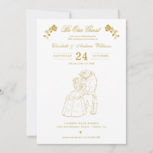 Invitation La beauté de l'or et l'anniversaire du Mariage de 
