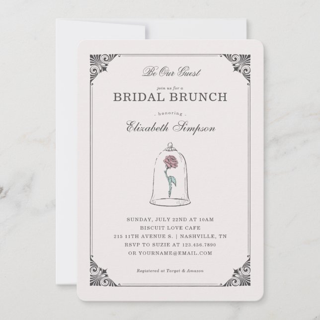 Invitation La beauté et la bête | Brunch nuptial enchanté (Devant)