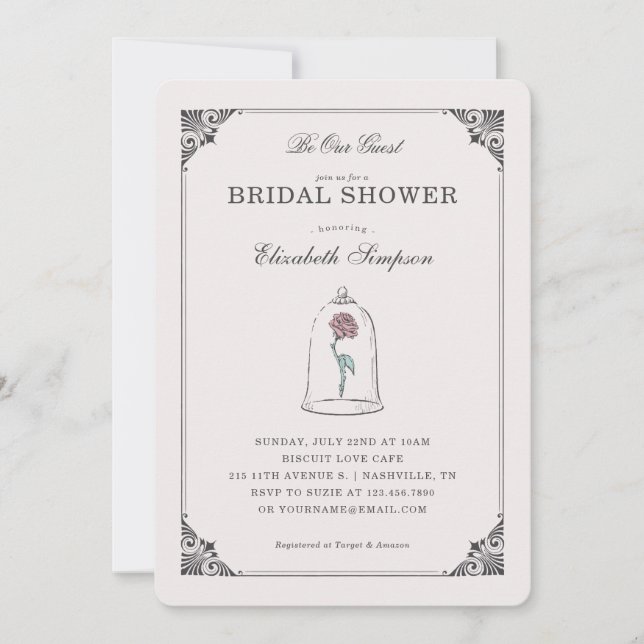 Invitation La beauté et la bête | Fête des mariées enchantée (Devant)