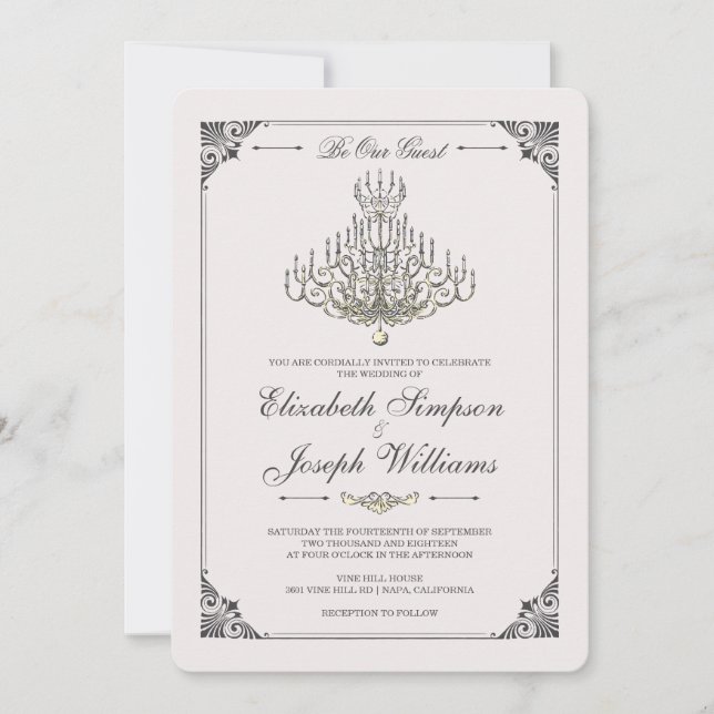 Invitation La beauté et la bête| Mariage du lustre de fée (Devant)
