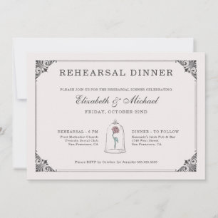 Invitation La beauté et la bête   Mariage Rose enchanté