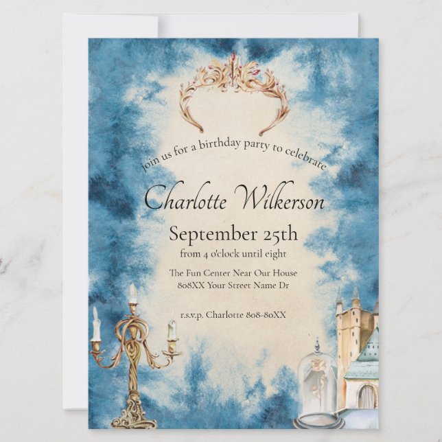 Invitation La beauté et la bête Romantique conte de fées (Devant)