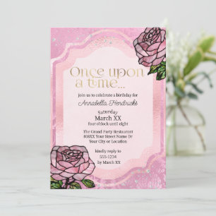 Invitation La Belle au Bois Dormant Conte de Fées Roses Roses
