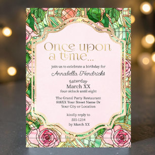 Invitation La Belle au Bois Dormant Conte de Fées Vitrail aux