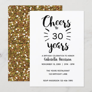 Invitation La belle Parties scintillant d'or brille jusqu'à 3