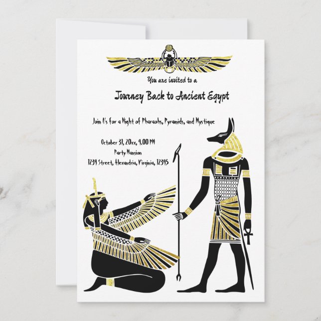Invitation La Bénédiction du Pharaon d'or : Art égyptien anti (Devant)