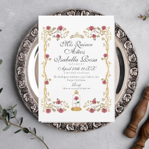Invitation La Bête et la Belle Quinceanera de conte de fées