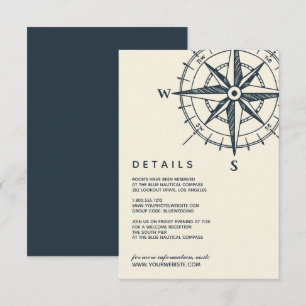 Invitation La boussole bleue Détails de l'invité Mariage