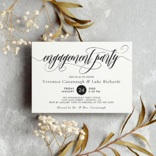 Invitation La Calligraphie Noire Tourne la partie d'engagemen
