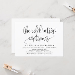 Invitation La Célébration Continue, Fête de Mariage Intime