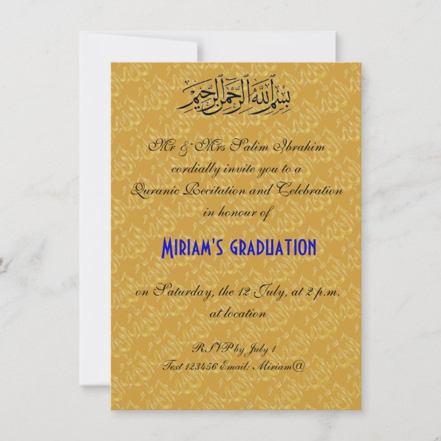 Invitation La célébration musulmane d'Allah-Or (Devant)