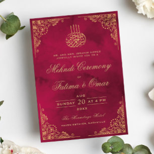 Invitation La cérémonie de l'Ornate Red Islamic Mehndi