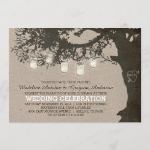 Invitation La chaîne Mason Jar éclaire le Mariage Vintage de 