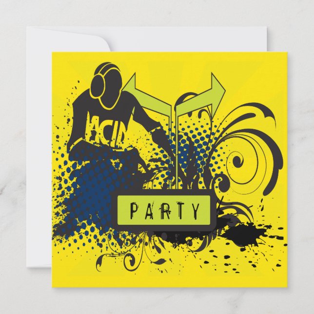 Invitation La Chambre acide abstraite géniale DJ Party (Devant)