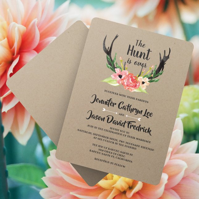 Invitation La chasse à Antler Floral Rustique est au-dessus d (Créateur téléchargé)