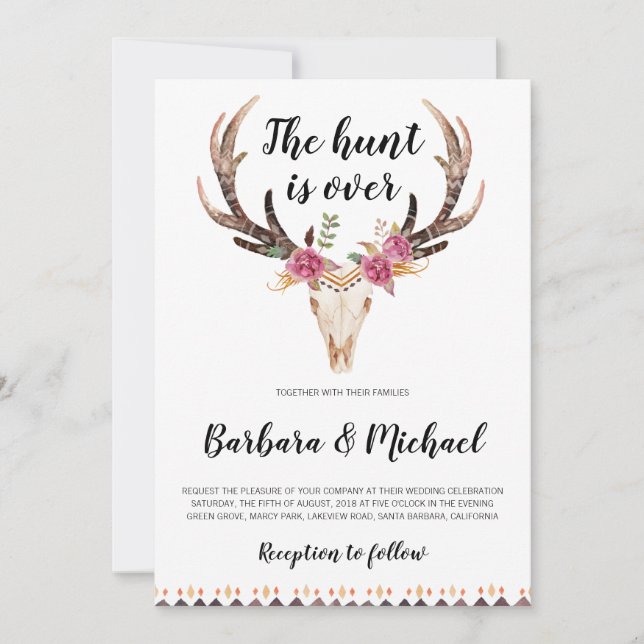 Invitation La chasse est au-dessus des Antlers et Mariage cam (Devant)