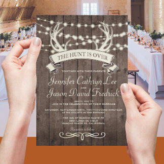 Invitation "La chasse est finie" Mariage en soirée dans une g