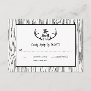 Invitation "La chasse est terminée" Mariage rustique en bois