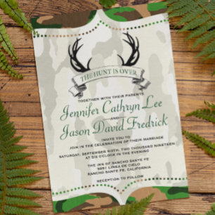 Invitation "La chasse est terminée" Rustique Mariage Camoufla