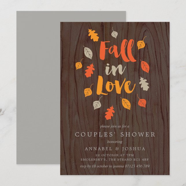 Invitation La chute rustique dans l'amour L'automne quitte la (Devant / Derrière)