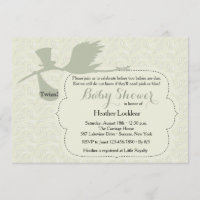 La cigogne est à l'invitation de baby shower de