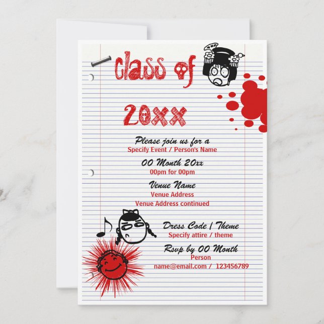 Invitation La classe de la réunion scolaire PERSONNALISENT (Devant)