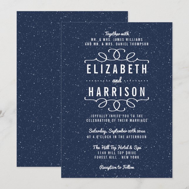 Invitation La collection de Mariages de nuit étoilée (Devant / Derrière)