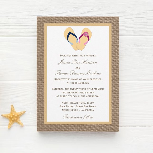 Invitation La collection de Mariages Flip Flop Sand Beach Bur (Créateur téléchargé)