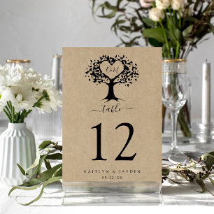 Invitation La collection Rustic Heart Tree Mariage No de tabl