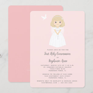 Invitation La colombe communion Blonde Girl