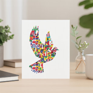 Invitation La colombe de la paix mondiale faite de drapeaux i