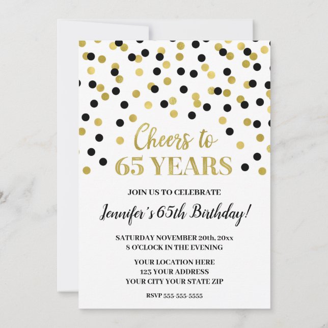 Invitation La Confetti de la Parties scintillant d'or noir, 6 (Dos)