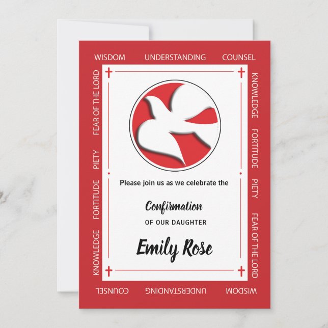 Invitation La confirmation de la fille rouge avec l'invitatio (Devant)