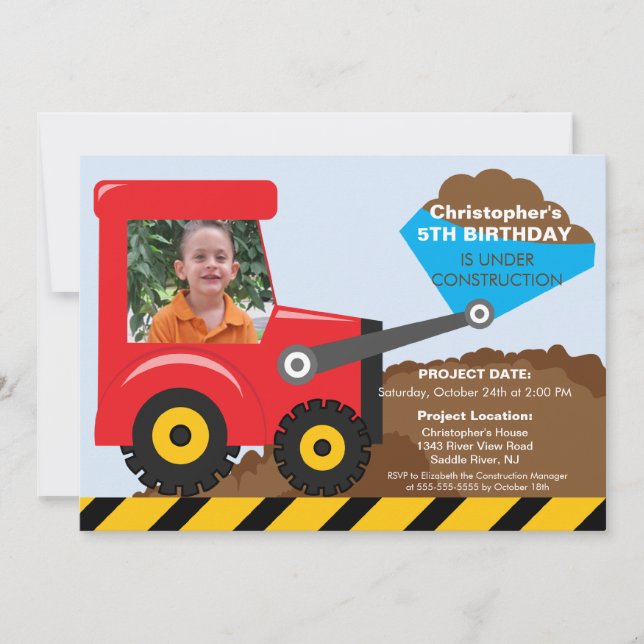 Invitation La construction troque la fête d'anniversaire de (Devant)