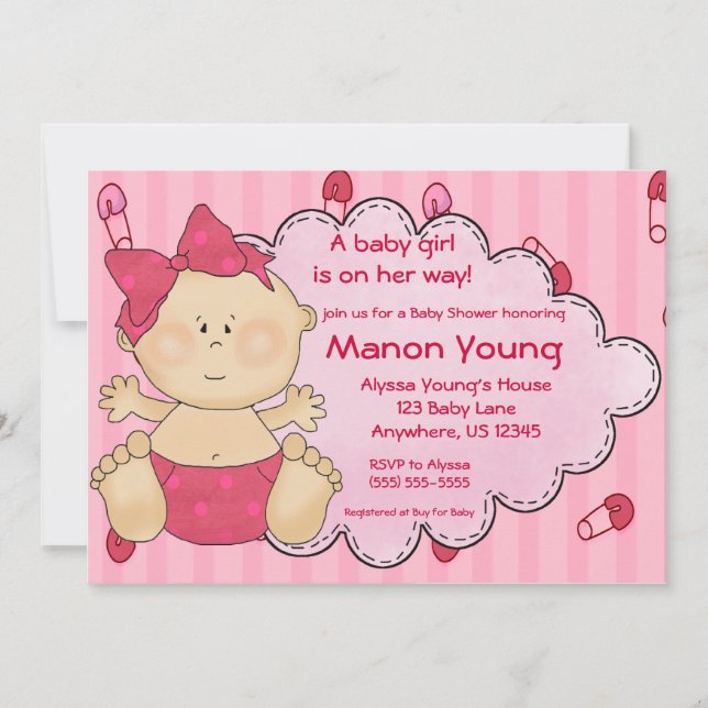 Invitation La couche-culotte de bébé goupille l'invitation de (Devant)