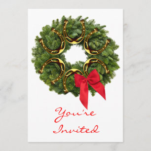 Invitation La couronne de Noël avec l'invitation du fer à che