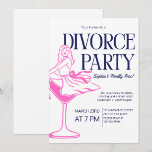 Invitation La Dame unique dans une fête de Divorce de verre M