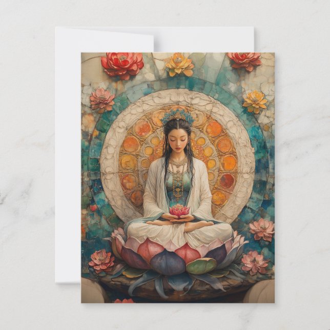 Invitation La déesse bouddhiste Quan Yin Portrait Peinture Ar (Devant)