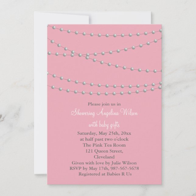 Invitation La délicatesse perle l'invitation de baby shower (Devant)