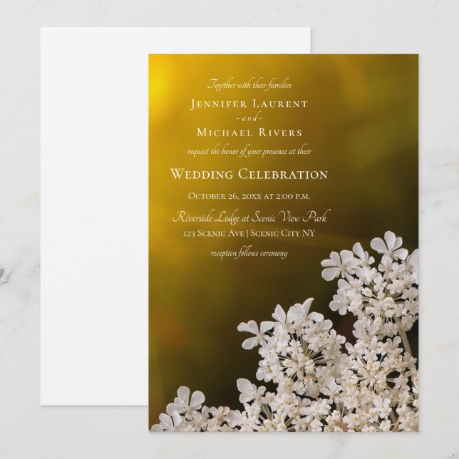 Invitation La dentelle de la reine Anne mariage éloigné de la (Devant / Derrière)