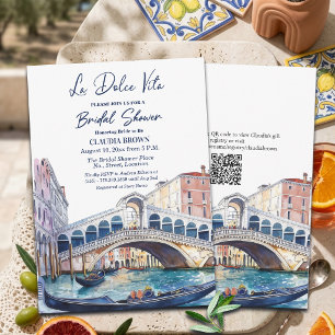 Invitation La Dolce Vita Aquarelle Venise Code QR Nuptial