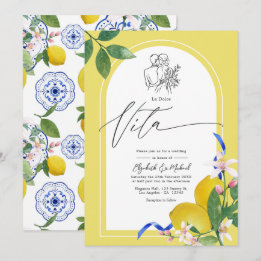 Invitation "La Dolce Vita" Citron et Carreaux de Céramique Ma