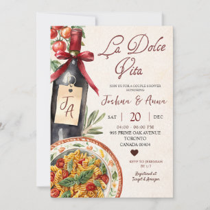 Invitation La Dolce Vita Fête de Fiançailles Pâtes et Vin