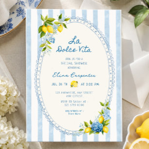 Invitation La dolce vita hydrangea bleu citron douche de mari