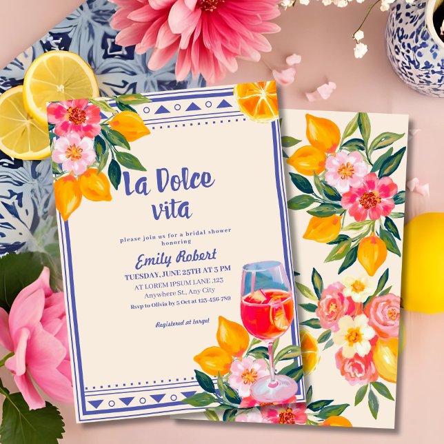 Invitation La Dolce Vita Italienne Citron Fête des mariées Fl (Créateur téléchargé)