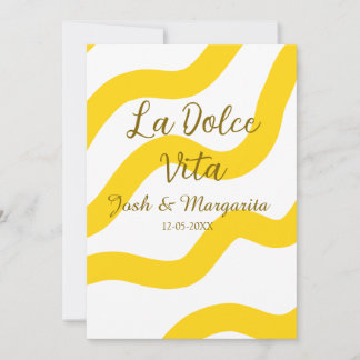 Invitation La Dolce Vita jaune mariage couple Nom date glit