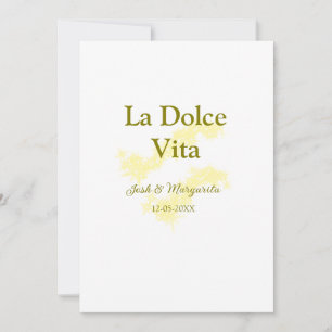 Invitation La Dolce Vita jaune mariage couple Nom date glit