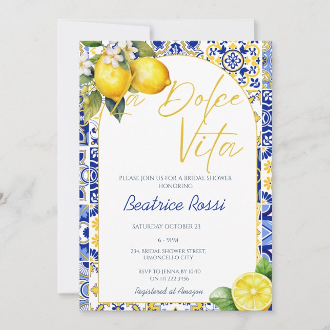Invitation La Dolce Vita Lemon Amalfi Positano Fête des marié (Devant)