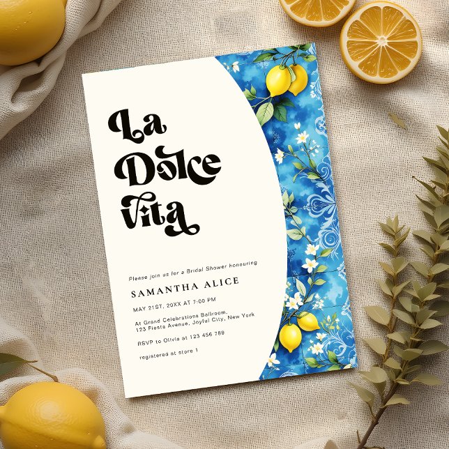 Invitation La Dolce Vita Lemon Fête des mariées de la côte am (Créateur téléchargé)